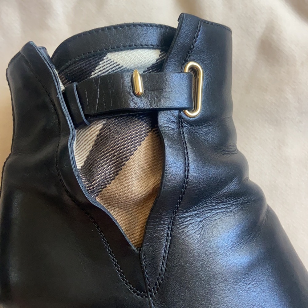 Burberry Black Leather Ankle Booties with Gold Buckle - Picture 11 of 16
